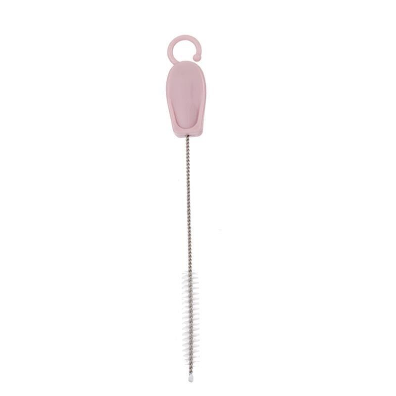 Spazzole per la pulizia di biberon da 2ps rotazione del filo di Nylon manico lungo biberon in acciaio inossidabile spazzola per la pulizia della tazza del capezzolo per bottiglia