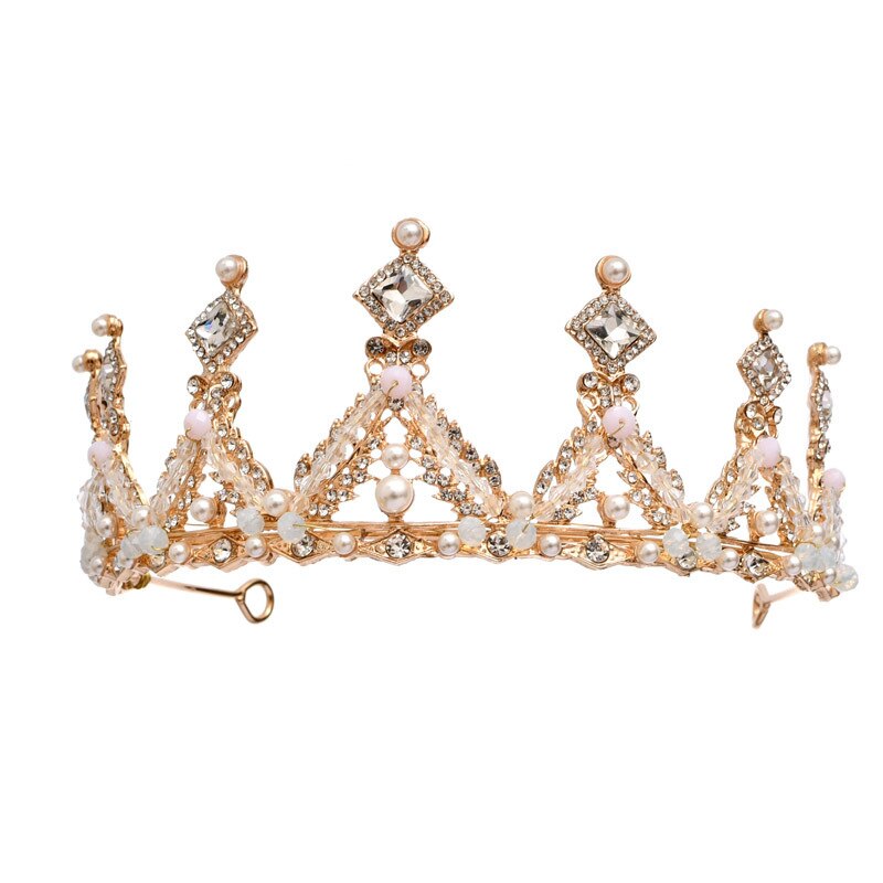 Girl Crown Birthday Party Retro Luxury Crystal Tiaras Crowns Princess Queen Rhinestone Veil Tiara Hairwear Hair Accessory