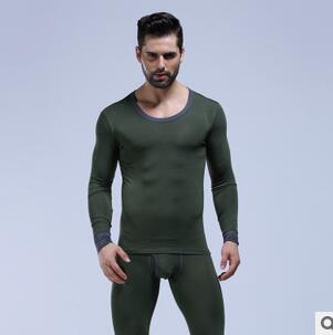 Nowy zestaw kalesonów męskich WJ lycra bawełna męski legging jesienno-zimowa bielizna termiczna zestaw kalesonów 5 kolorów M L XL: green / M