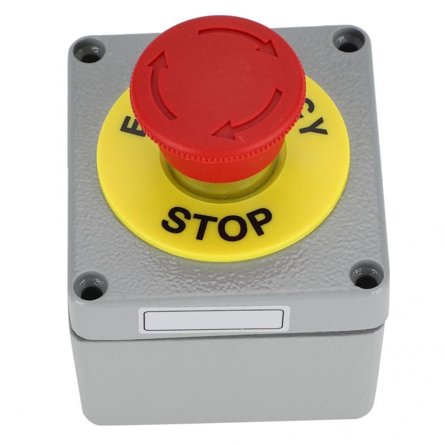 Switch Box 1 Button Emergency Stop Control Operation Box IP66 Dustproof Waterproof 80x75x60 Push Button Switch