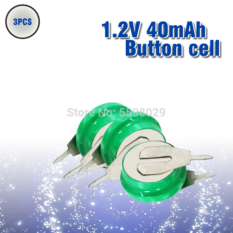 1.2V 40Mah Ni-Mh Oplaadbare Batterij Knoopcel Knoopcel Batterij Met Lassen Pins Voor Led Lampen Oortelefoon: 3pcs