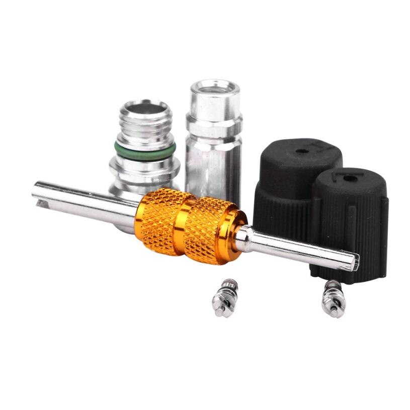 AC System Cap & Valve Service Kit + Schrader Valve Core Remover - Installer Tool Oct 27