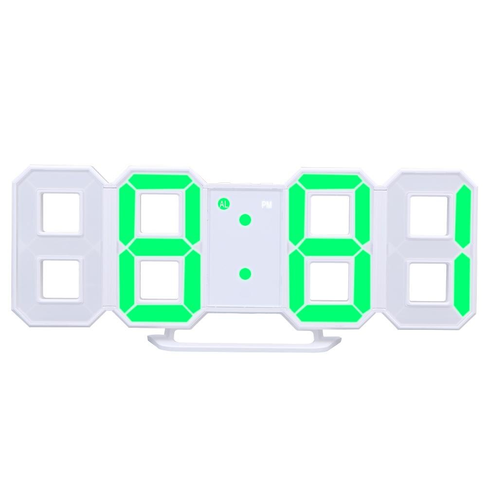 8 formad 3d digital bordsklocka usb datum tid celsius display väckarklocka led nattlampa väggmonterad väckarklocka hem skrivbord deco: Grön