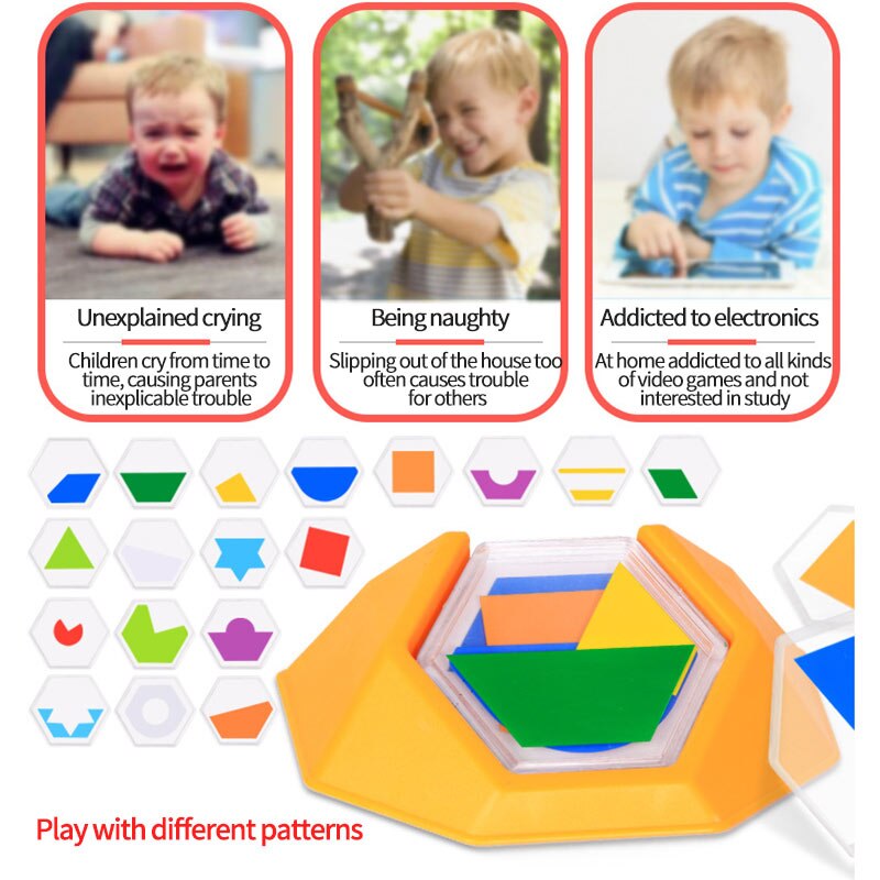 Tangram-rompecabezas de código de Color para niños, juego de tablero de rompecabezas con habilidades de ideación espacial, 100