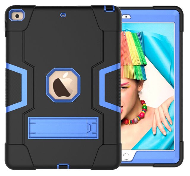 Heavy Armor Shochproof kids Silicone Cover case for iPad 10.2 7 7th Gen A2198 A2200 A2197 10.2" Tablet Funda Capa: Black Blue