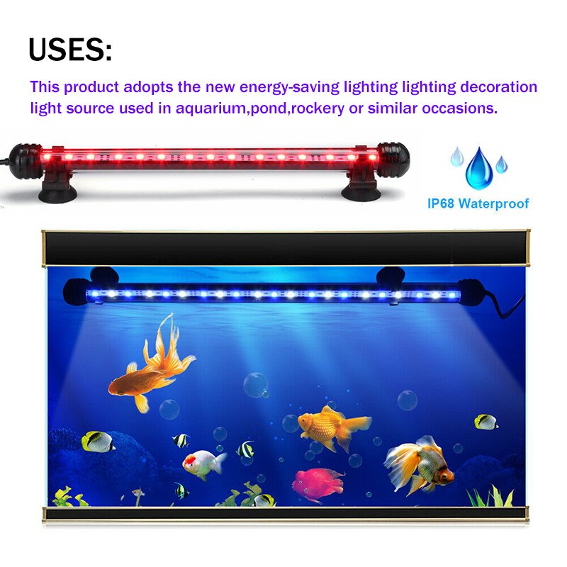 18cm 28cm 38cm 48cm Aquarium Fish Tank RGB LED Light LampBar Waterproof Light Lamp bluetooth APP Control Submersible Decor Lamp