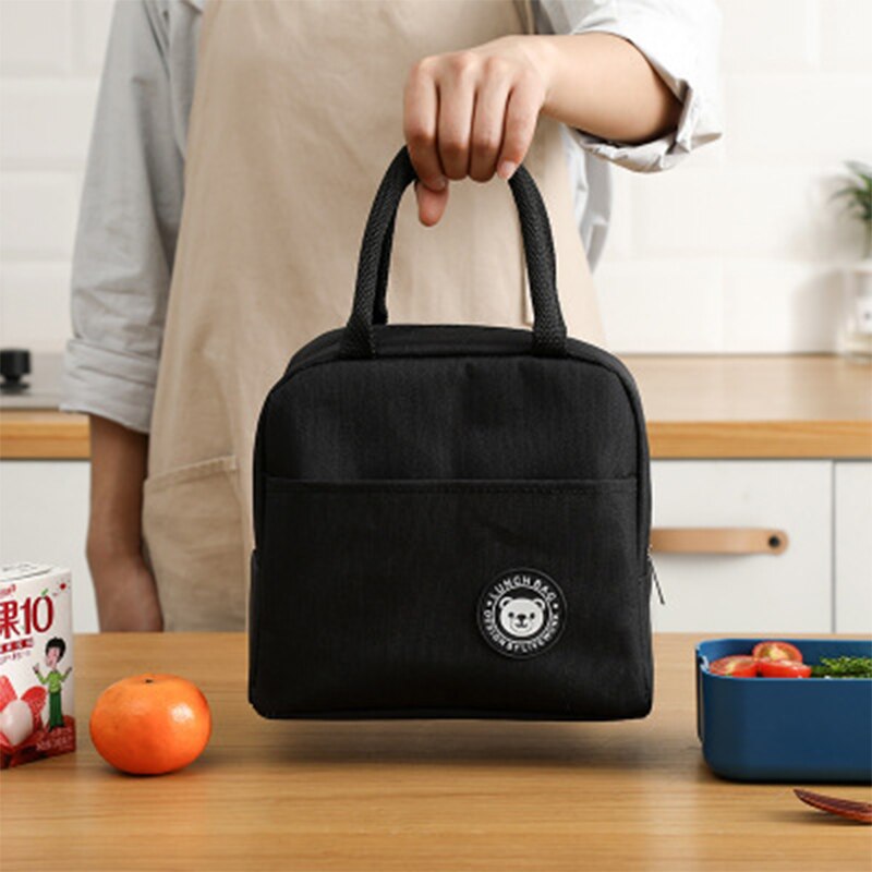 1PCs Frische Kühler Taschen Wasserdichte Nylon Tragbare Zipper Thermische Oxford Mittagessen Taschen Für Frauen Bequem Mittagessen Box Tote Lebensmittel taschen