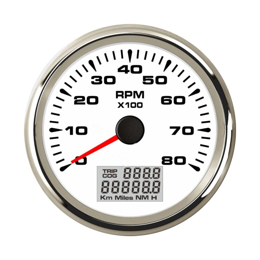 85mm Univesal Tachometer RPM Gauge Rev with Hourmeter 9-32V 8 Colorful Backlights: 8K WS