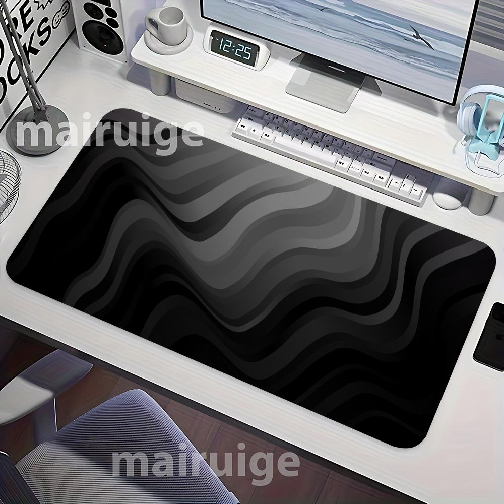 Tapis de souris gris foncé courbe grand ordinateur bureau tapis de Table de jeu XXL caoutchouc anti-dérapant bords cousus tapis de clavier longs tapis de bureau