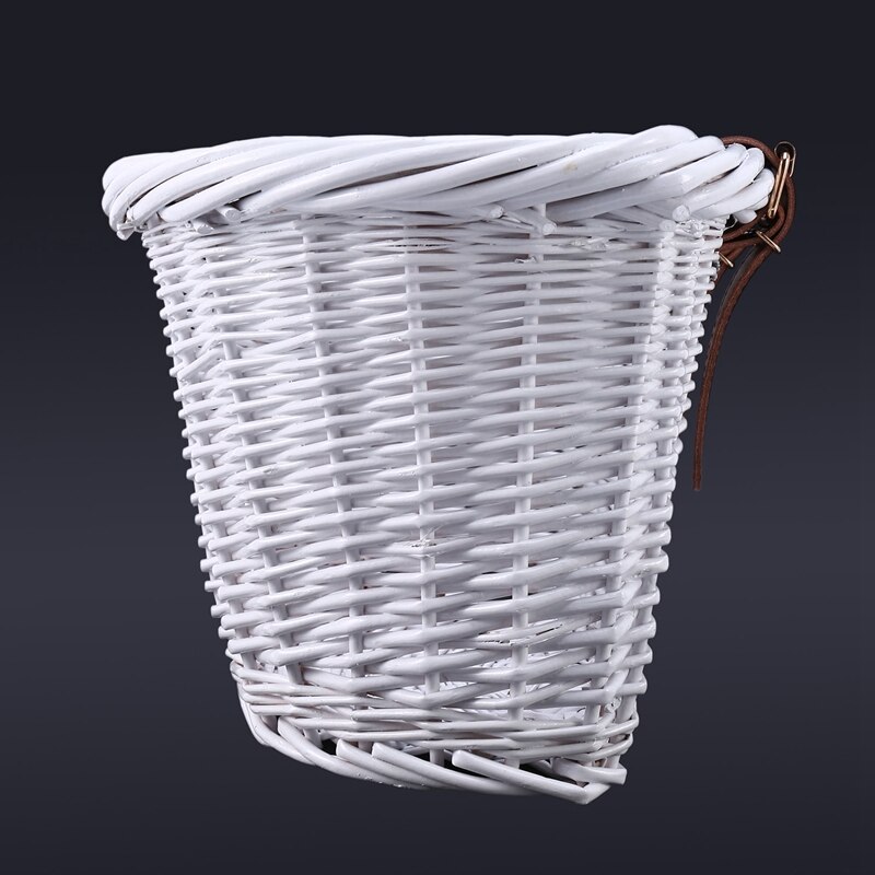 Retro Bicycle Front Basket Wicker Bicycle Storage Basket Handmade Natural Rattan Bicycle Storage Basket White