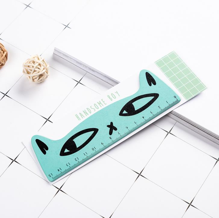 1 st kawaii 15cm färskt godis färg djur husdjur katt trä linjal mäta raka linjaler ritverktyg studenter brevpapper: 4