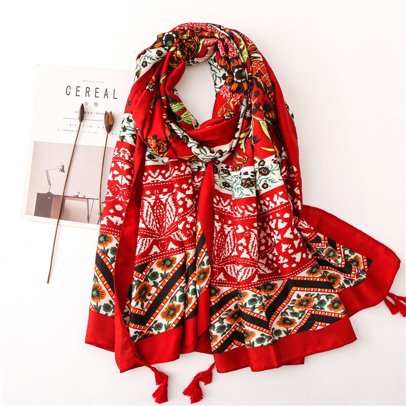 Écharpe pour femme, châles et écharpes chauds, doux et longs, style ethnique, imprimé, étoles de plage, écharpe hijab douce et chaude: 17