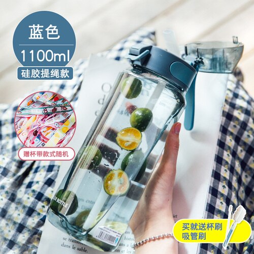 Transparent enkel vattenflaska kawaii söt snygg liten bärbar vattenflaska miljövänlig utomhus frasco drinkware  ab50wb: O -1100ml