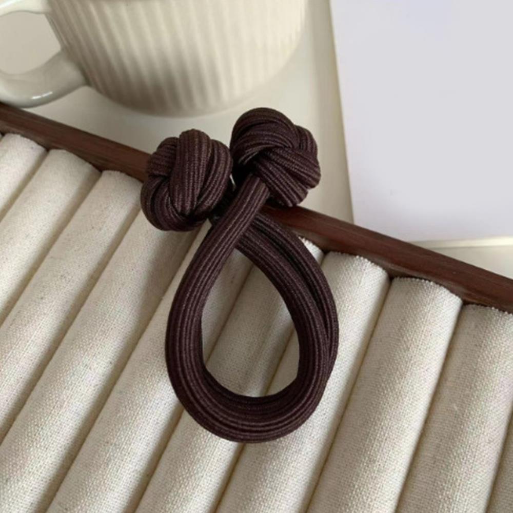 Gomas elásticas para el pelo con nudo Simple para mujer, soporte para cola de caballo, bandas de goma gruesas, diademas de Color sólido, accesorios para el cabello: Castaño