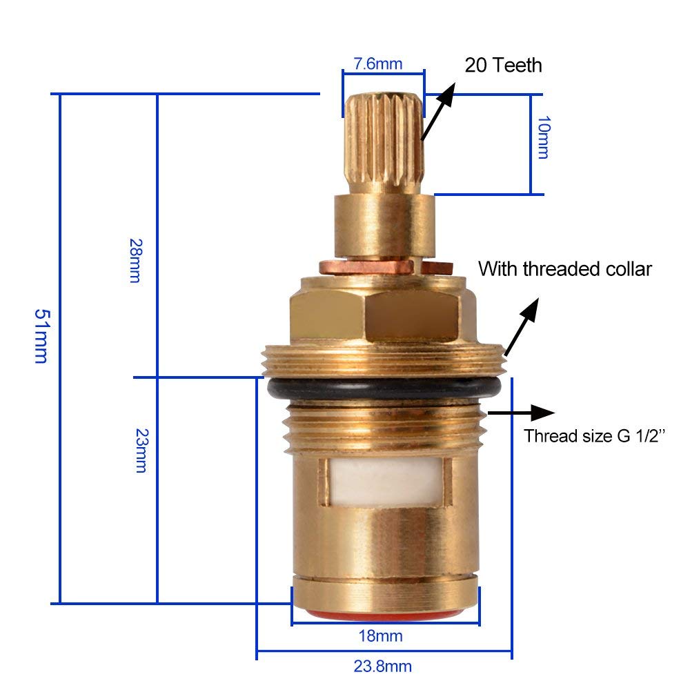 1 pair Replacement Brass Ceramic Stem Disc Cartridge Faucet Valve Quarter Turn G1/2" for Bathroom Kitchen Tap HS920