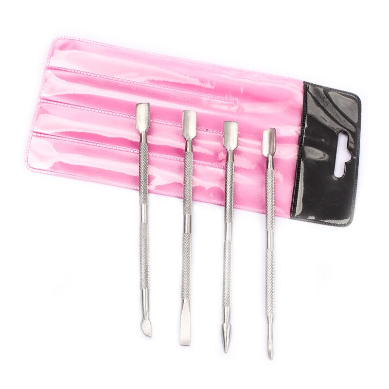 Set van 1pc/ 4 stuks nagelaccessoires, nagelriemduwer, verwijder dode huid, frustratie, dode huid, dubbele kop, roestvrijstalen manicureset: 05