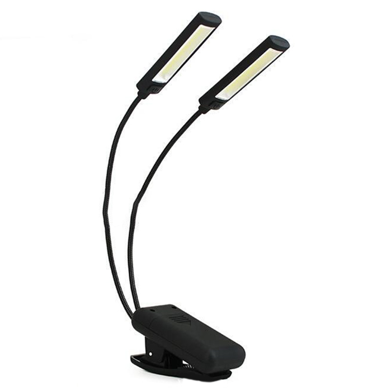 super lyst klips kolbe ledet bokleselampe nattlys bordlampe fleksibelt klipp på væpne skrivebordslampe til bærbar pc: 2 hoder