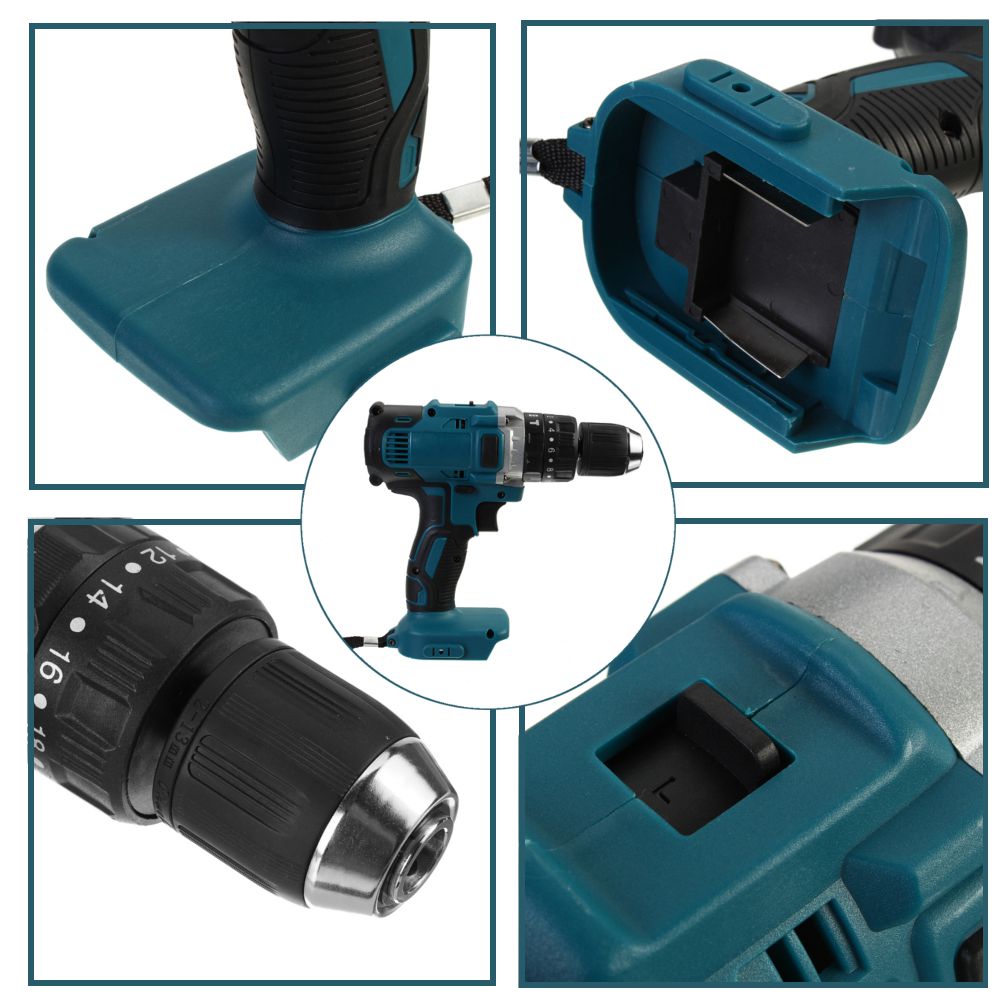 3 in 1 Brushed Electric Drill Hammer 13mm Electric Screwdriver 20+3 Torque Cordless Impact Drill for Makita 18V 21V Battery