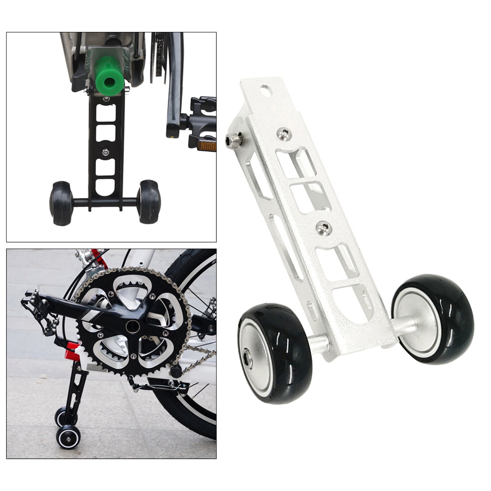 Vouwfiets Easywheel Voor Birdy 2-3 Serie Wiel Aluminium Push Wiel Vouwfiets Achter Wielen bike Stand Onderdelen: Silver