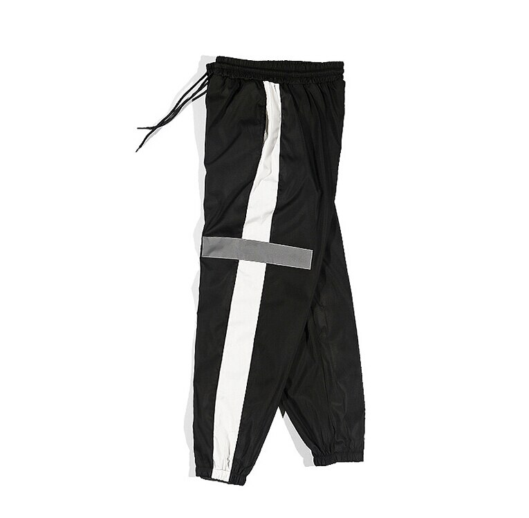 Men Sports Fitness Pants Striped Sweatpants Trousers Sport Hip Hop Jogging Pants: Black / XL