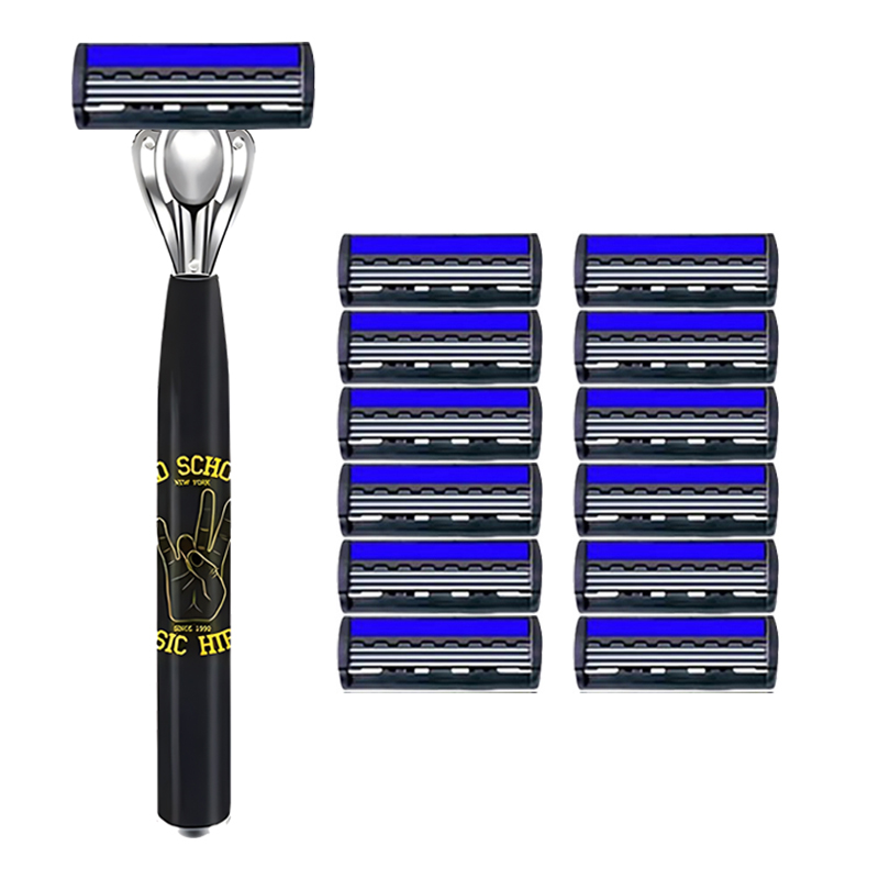 Maquinilla de afeitar Manual de 3 capas para mujer, maquinilla de afeitar clásica, juego de afeitado, cuchillas de acero inoxidable reemplazables, afeitadora para mujer con tira de lubricante, reutilizable: Plata