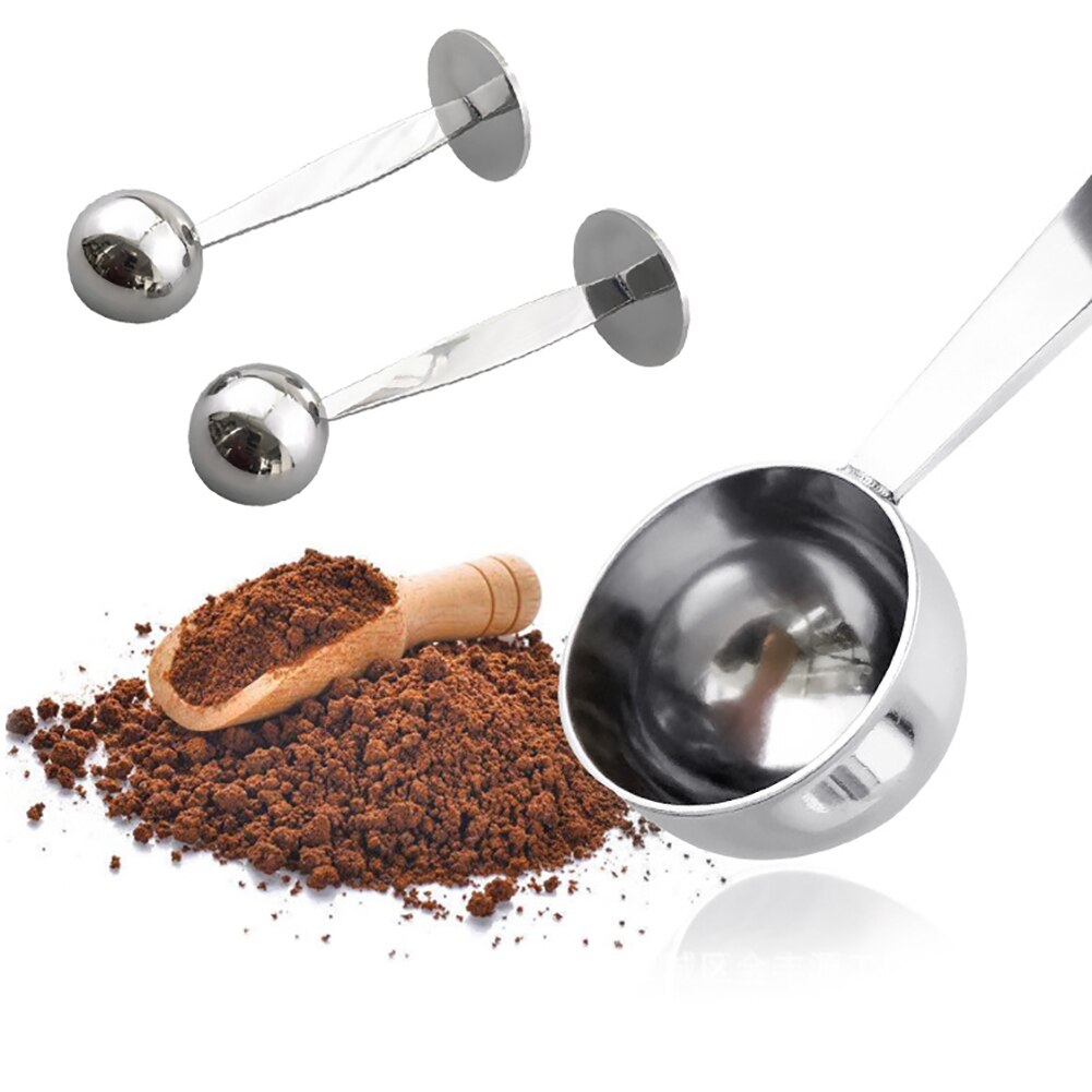 Cuchara de café Espresso 2 en 1, cuchara de té de café Café de acero inoxidable, cuchara medidora Tamper para café, té, utensilios de cocina