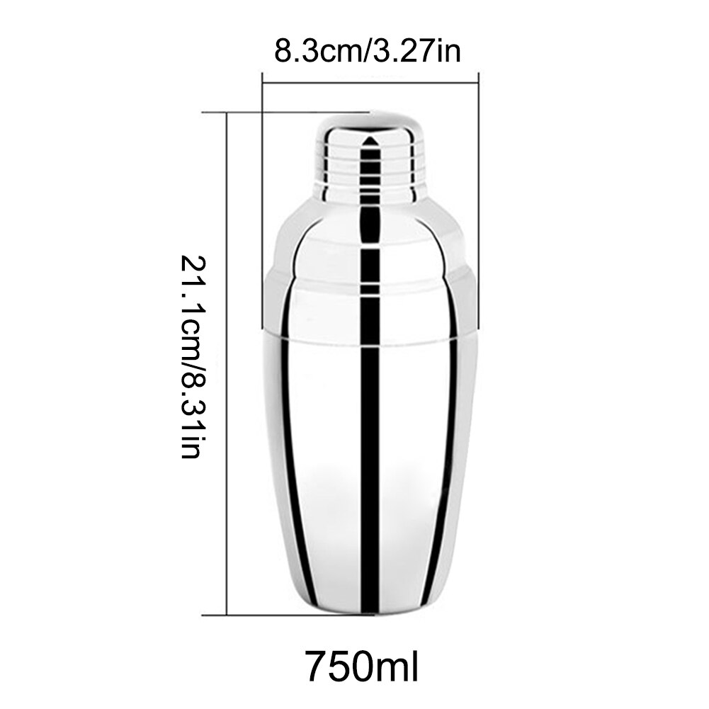 Rvs Cocktail Shaker Mixer Drinken Shaker Bar Gereedschap Voor Barman Drinken Party Bar Gereedschap: 750mL