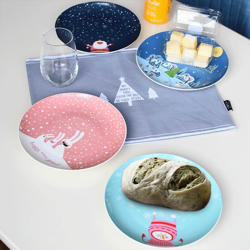 Christmas Style Porcelain Material Dinner Plate Snack Dessert Dinnerwares Appetizers Dish Perfect for Housewarming