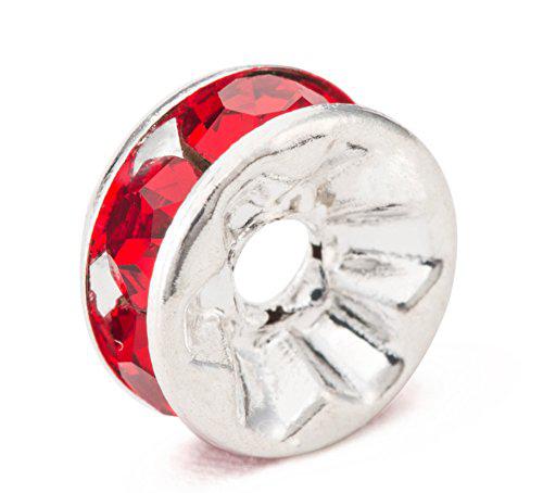 Mbox sølvbelagt rhinestone krystal rondelle spacer perler 8mm forskellige farver (rød)