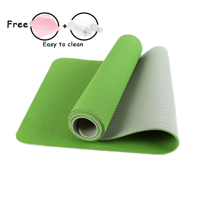 6mm Yoga Mat - 183x61cm - TPE - Non-slip, High Resilience - For Fitness, Pilates, Beginners: Green