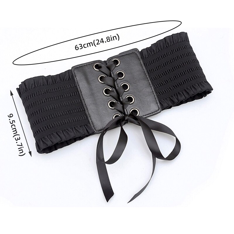 Cinturón ancho de cuero PU suave para mujer, corsé de encaje blanco y negro, cinturón femenino para vestido de boda