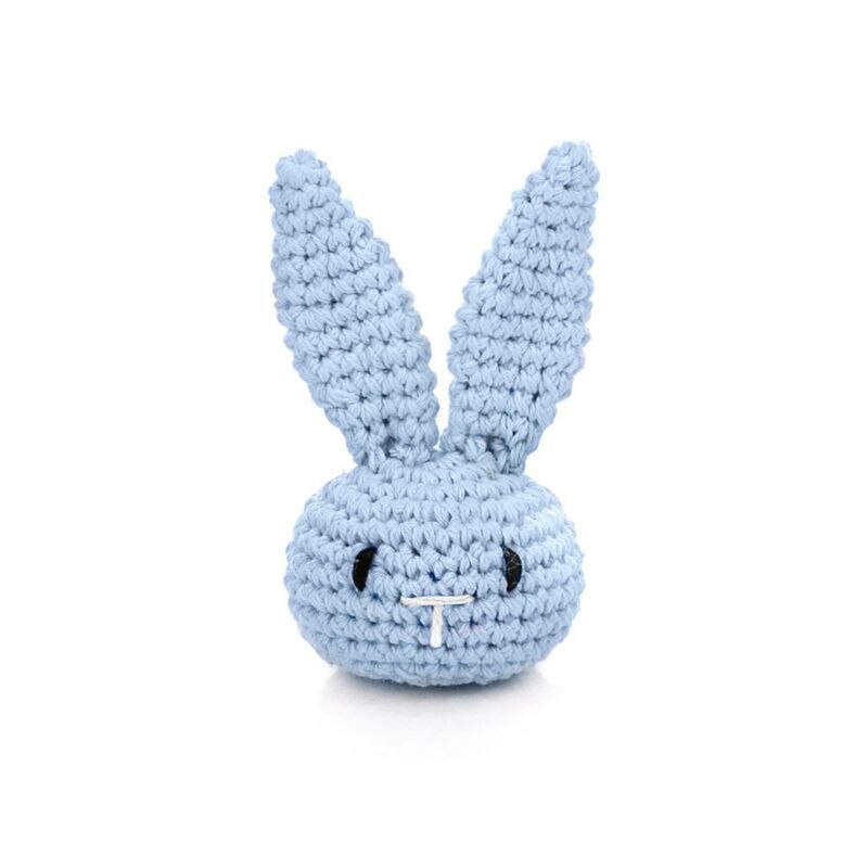 OOTDTY – anneau de dentition pour bébé, chaîne de sucette, accessoires faits à la main, Crochet en coton, lapin, -né, jouet, , 5 couleurs: blue