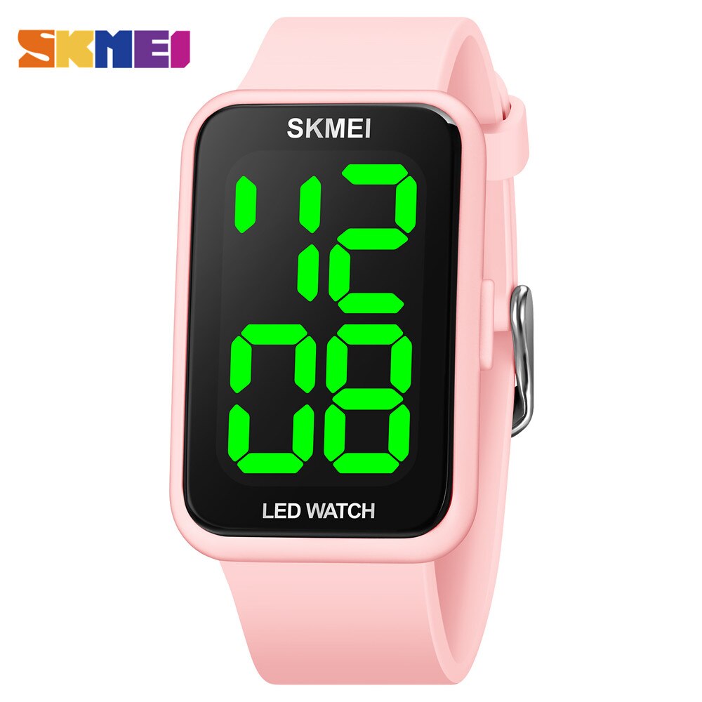 Skmei LED-digitaluhr mit datumsanzeige für damen, oben-marken, wasserdicht bis 5 Bar, damenuhr, relogio feminino: Rosa