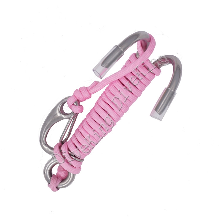 Scuba Diving Double Dual Stainless Steel Reef Drift Hook with Line and clips Hook for Current Dive Underwater: Pink