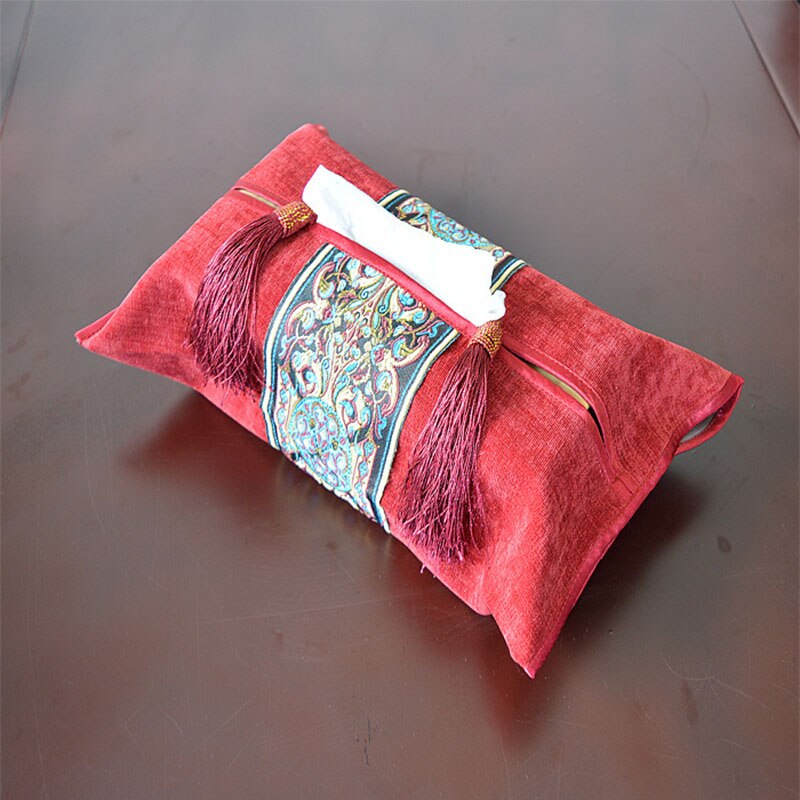 Boîte à mouchoirs brodée Style européen, housse de serviette pompée, sac de rangement classique en papier, décoration pour salle de mariage, voiture et hôtel