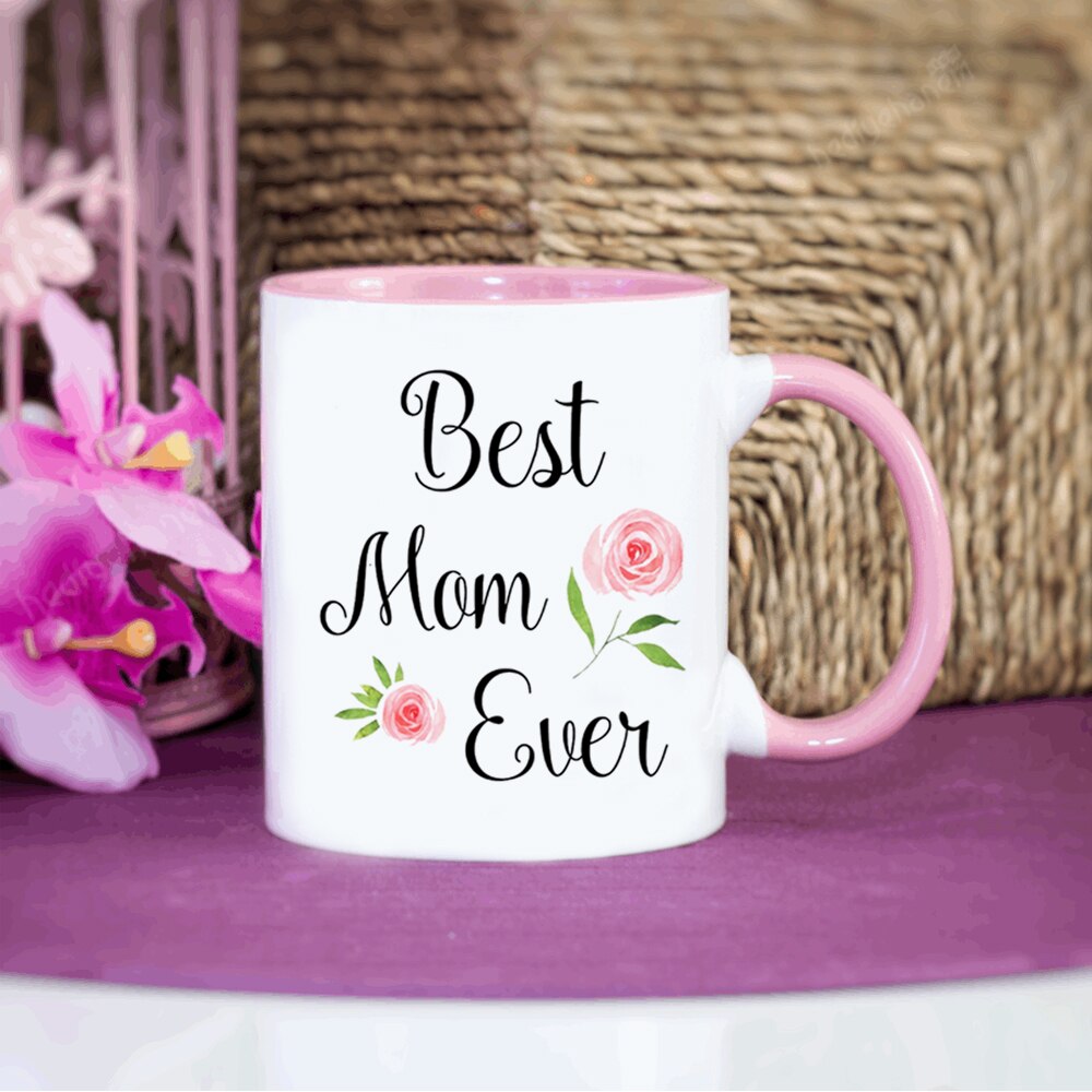 Best Mom Ever Ceramic Coffee Mug 350ml Mother Day Mom Mama Cup Travel Mug and Cup: Pink