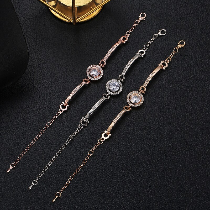 Charm Round Big Zircon Bracelets For Women Brand Jewelry Silvery Women Accessories Bracelet And Bangles Female Bracelets