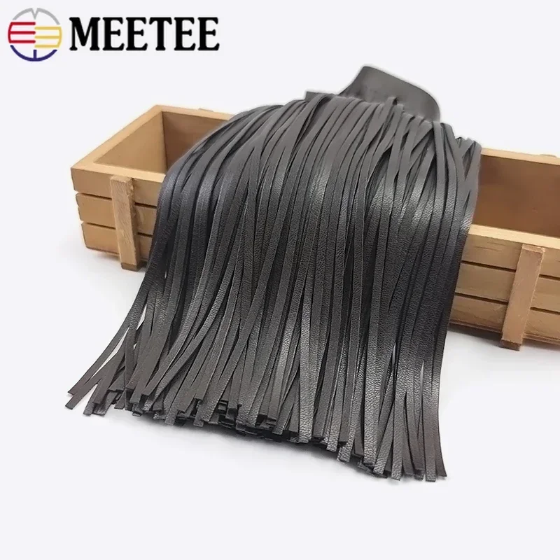 1 metro 10-30cm * 3mm PU cuero borla flecos decoración cinta de encaje DIY bolsos chaqueta falda ropa tela accesorios de costura
