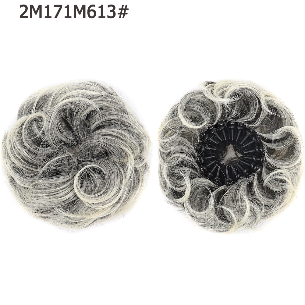 Nueva pieza de pelo de moño desordenado, moño esponjoso sintético en forma de Nido de Pájaro, extensiones de moño de pelo rizado ondulado retráctil para mujeres y niñas: 1B/30HL