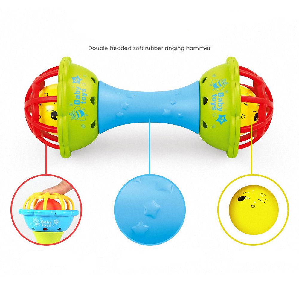 1 Baby Rattles Interactive Toys Soft Rubber Dumbbell for Children Infant Toddler Early Education Puzzle Hand Grab Ball Boys Girl