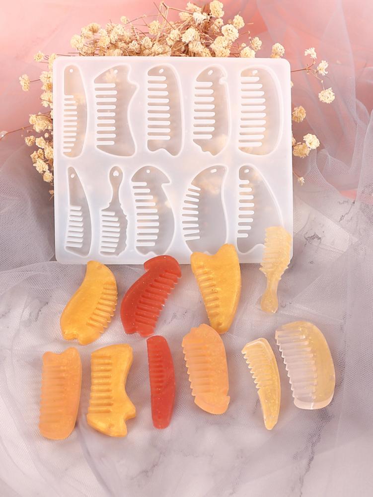 1PC peine moldes de resina Epoxy estilo mixto peine de silicona resina epoxi UV moldes para la fabricación de la joyería DIY resultados suministros Accesorios