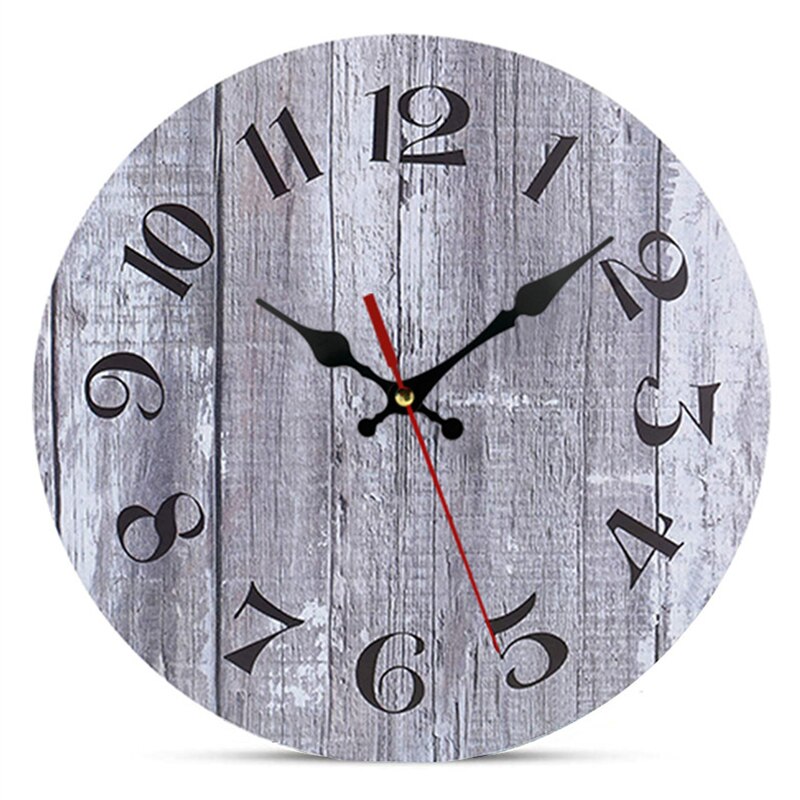 Vintage Wall Clock 25cm Tuscan Style Quartz Wall Clock Retro Roman Numeral Clock Wooden Clock Living Room Wall Decoration: E