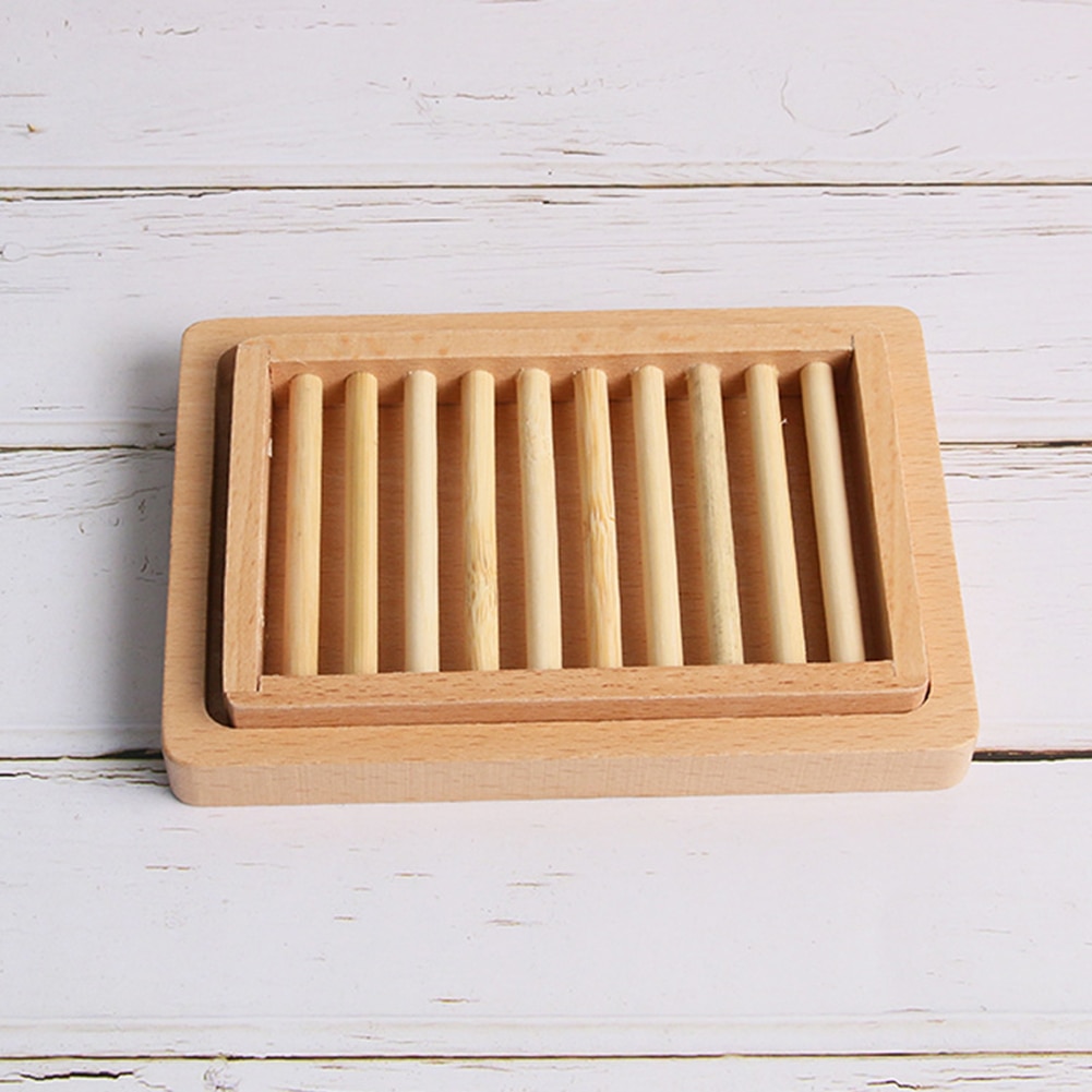 Bærbare sæbeskåle enkel bambus manuel afløbssæbeboks badeværelse badeværelse sæbeboks i japansk stil