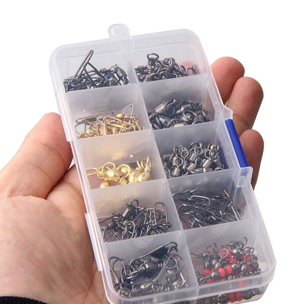 175 stuks/doos viswartelset kogellagers wartel snap veiligheidssnap zeer sterke vislijnconnector voor zout water zoet water