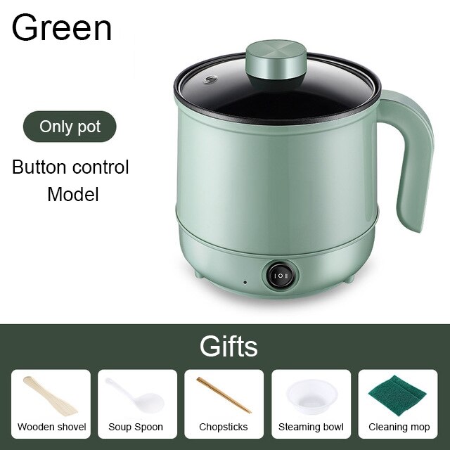 Household MultiCooker Electric Skillet Stainless Steel Rice Cooker Hotpot Noodles Soup Pot Eggs Food Steamer Heating Pan: 1 / US