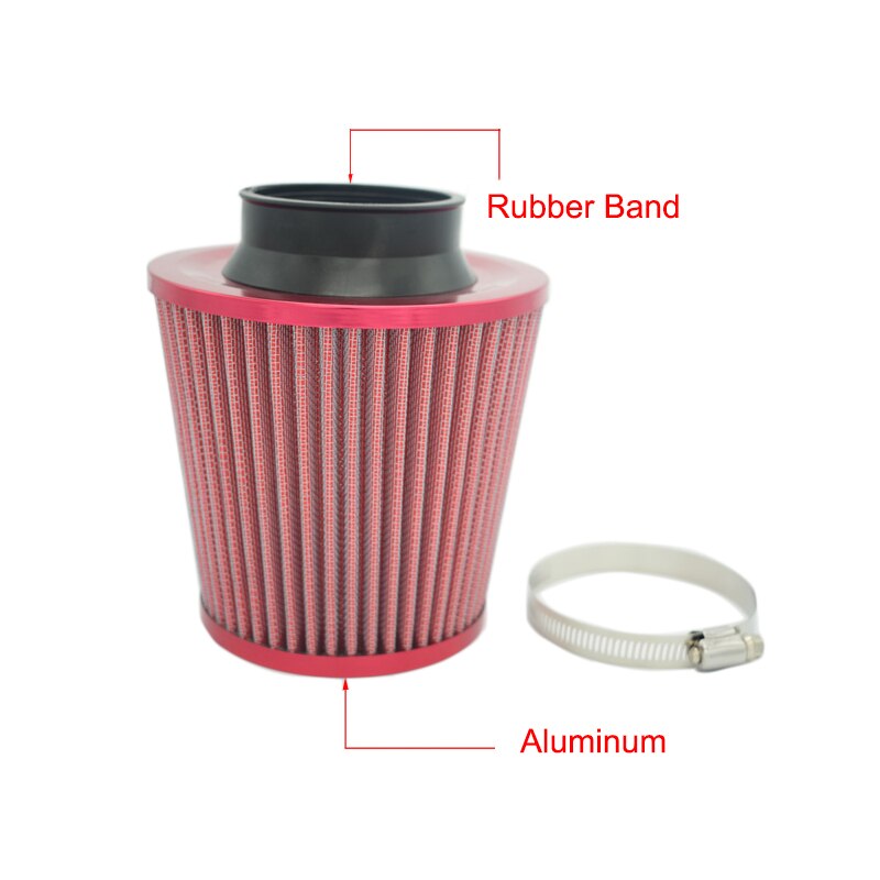 Filtro de aire deportivo para coche de alto flujo Universal 76mm Filtro de aire frío deporte rojo azul filtro de carbono 3 colores