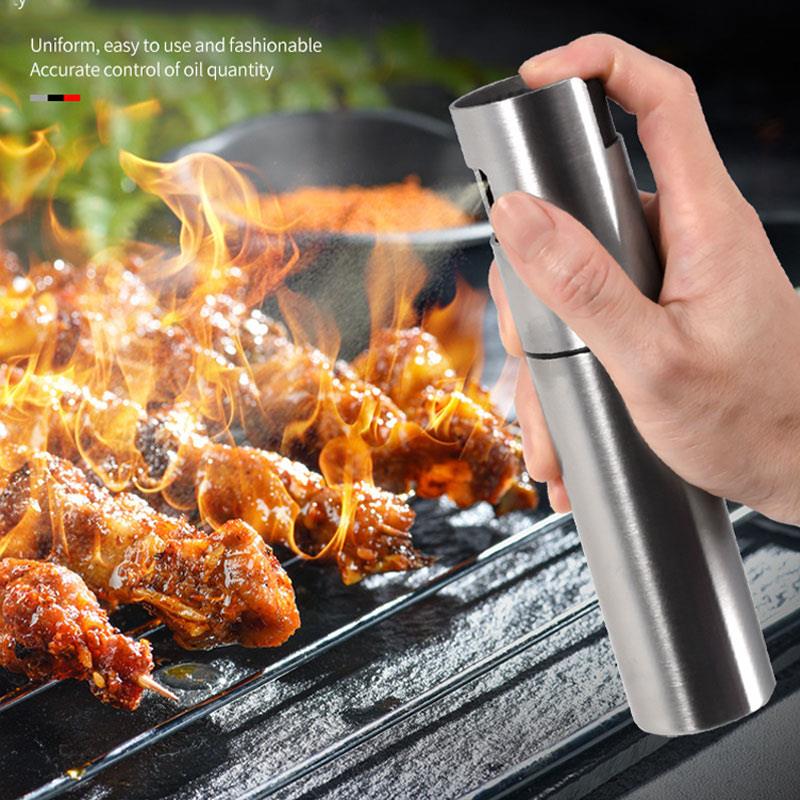 Kitchen Oil Can Spray Fitness Dispensing Oil Can Portable Stainless Steel Scaled Dispensing Bottle Seasoning Bottle Cooking Tool