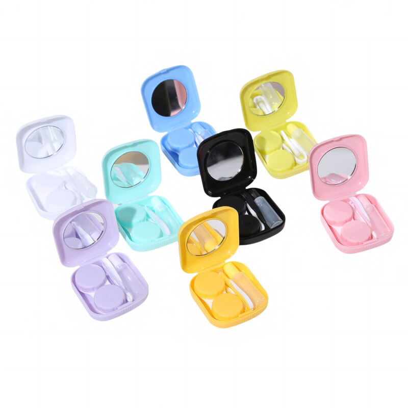 1 Pcs Pocket Draagbare Mini Contact Lens Case Dragen Make Up Beauty Leerling Opbergdoos Spiegel Container Travel Kit leuke Stijl