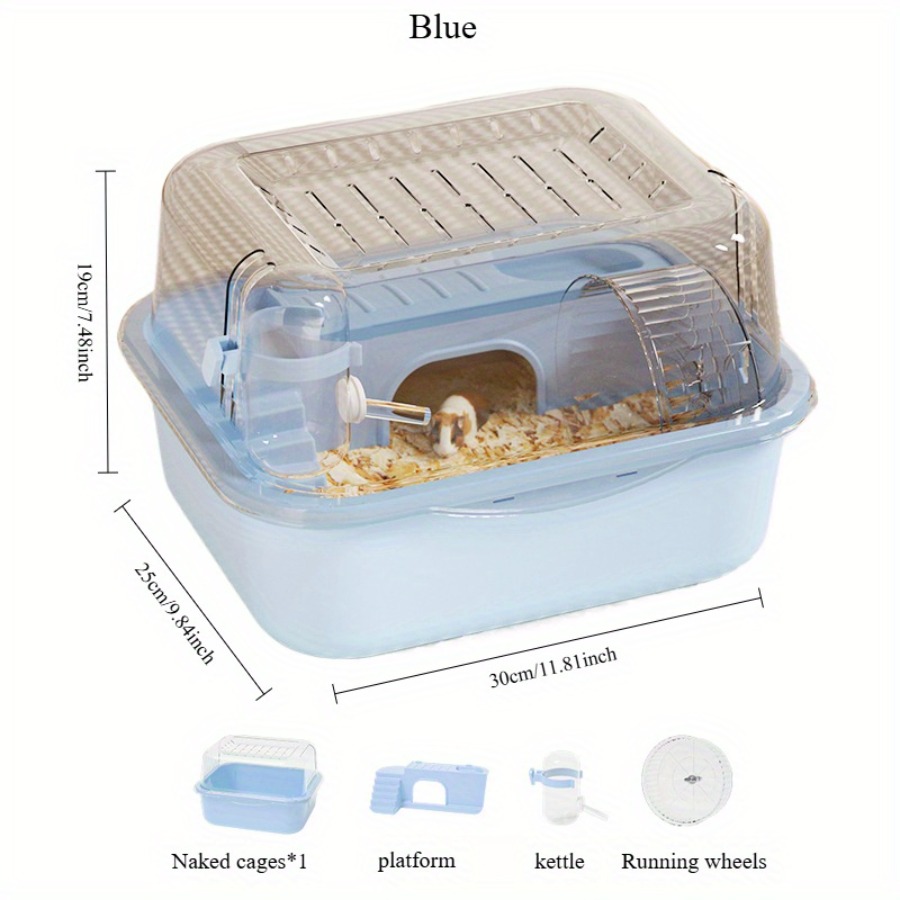 Cage à Hamster Double couche d'intérieur, 1 pièce, Cage à ours doré, grand espace, château de Hamster, détachable et lavable, petite habitat pour animaux de compagnie: Bleu