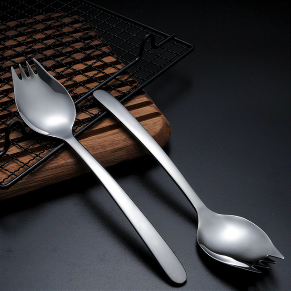 Fork Spoon Household Fork Spoon Integrated Spoon for Fruits Salad Integrated Spoon Spoon Set Big Salad Serving Spoon Tablespoon